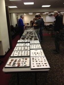 Tables of chert on display at the NYSM